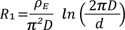 R1 = ρE / (π² · D) · ln(2πD / d)