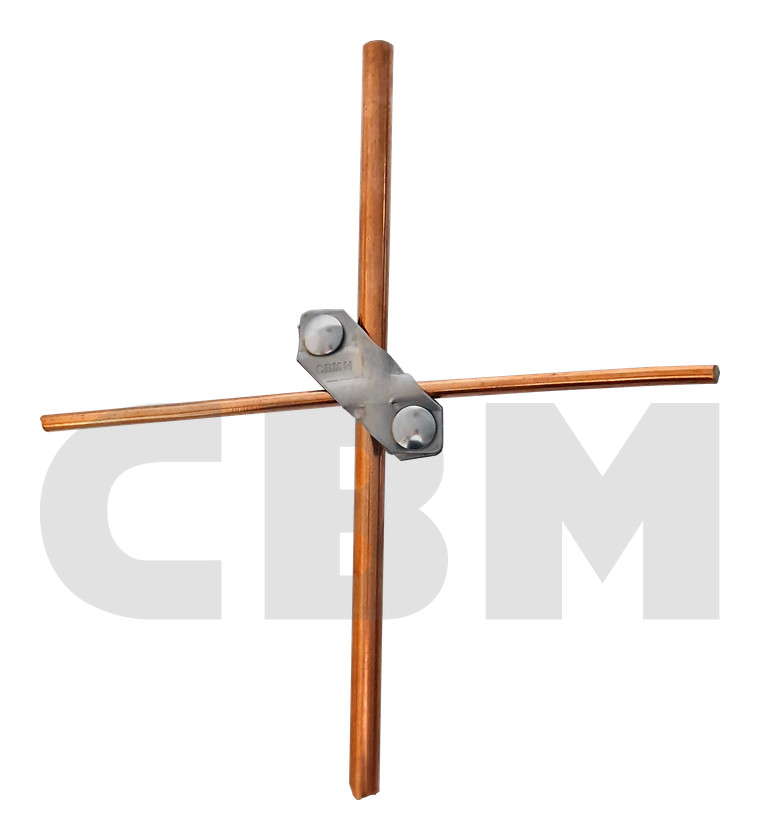 Skew rod-to-wire (rod-to-conductor) clamp with two M8 carriage bolts