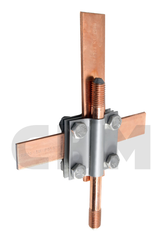 Cruciform clamp – profile, bolted M10 with stainless steel separator