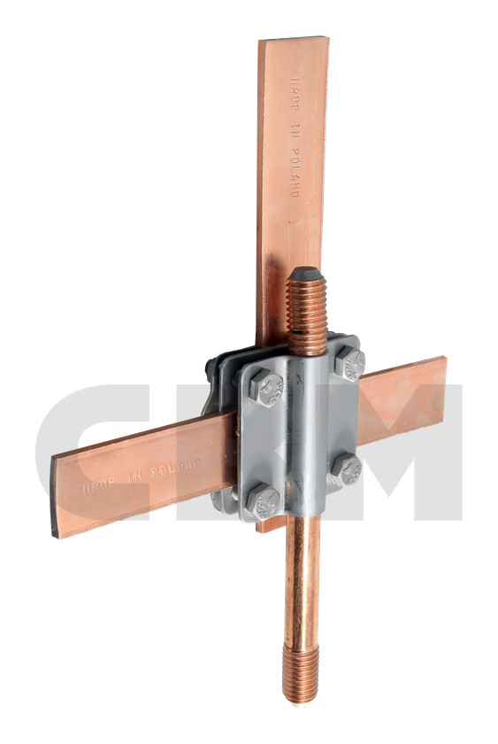 Cruciform clamp – profile, bolted M8 with stainless steel separator