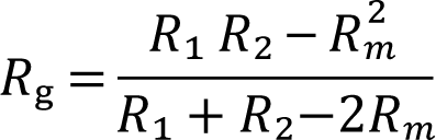 Rg = (R1 · R2 − Rm²) / (R1 + R2 − 2Rm)