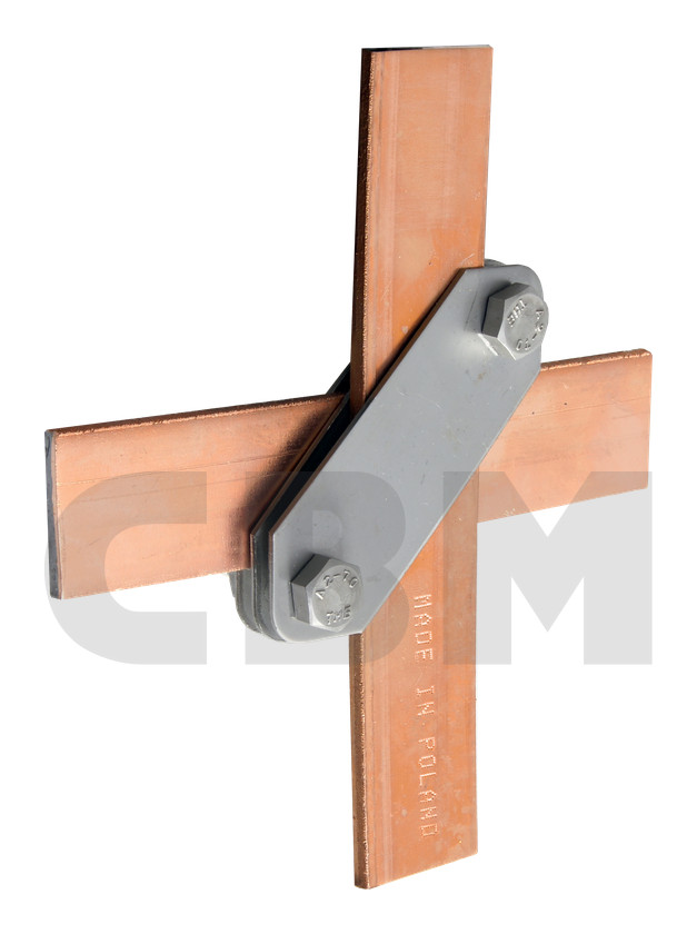 Skew clamp, flat, to connect tape with tape, bolted 2 x M8